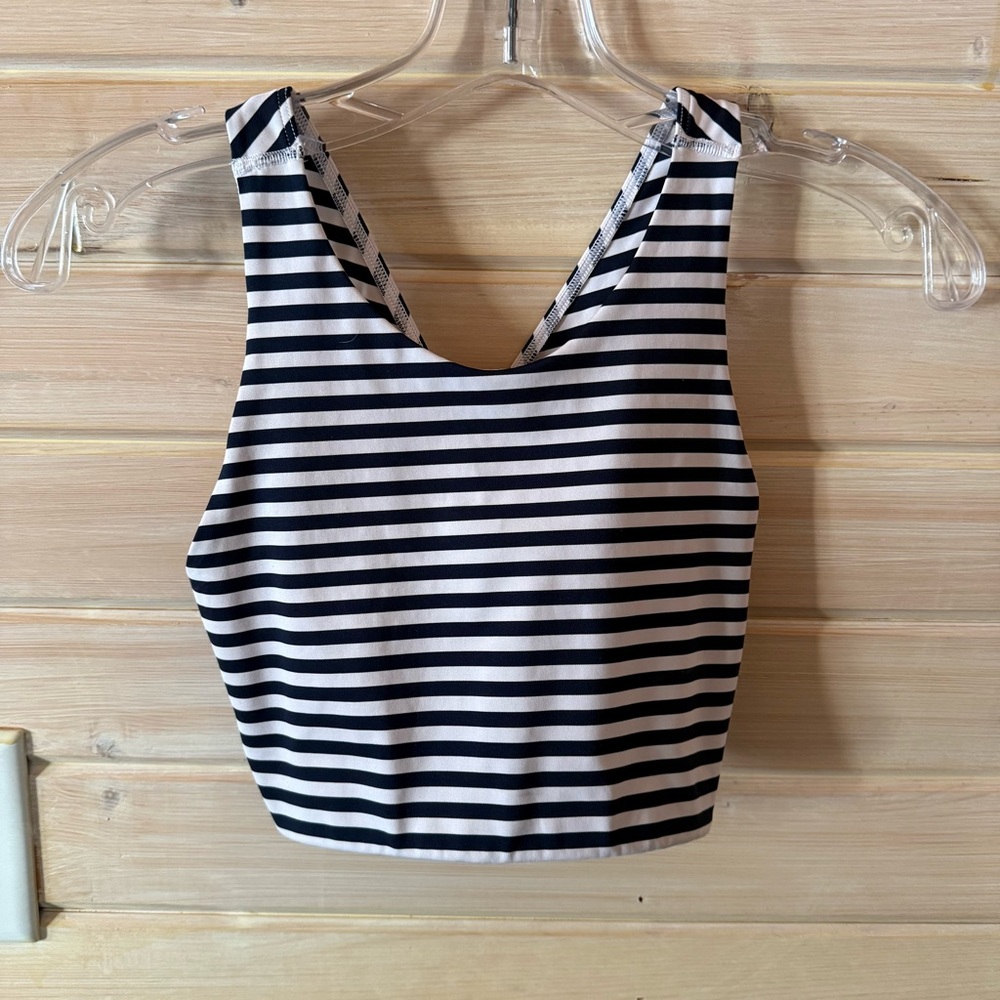 Athleta Striped Crossback Sports Bra / Crop Top – Size XS Run Swim Train line